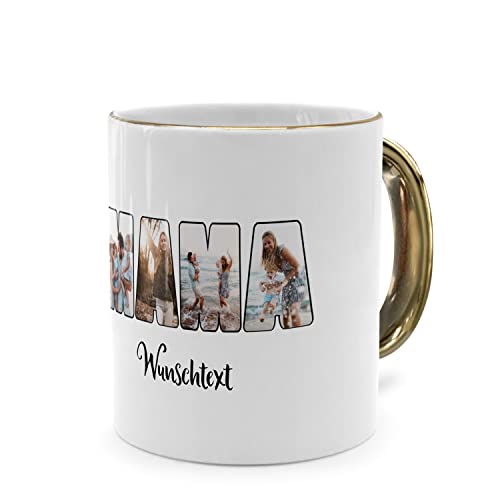 PhotoFancy® - Fototasse 'MAMA' - Personalisierte Tasse mit eigenem Foto und Text selbst gestalten - Gold glänzend von PhotoFancy