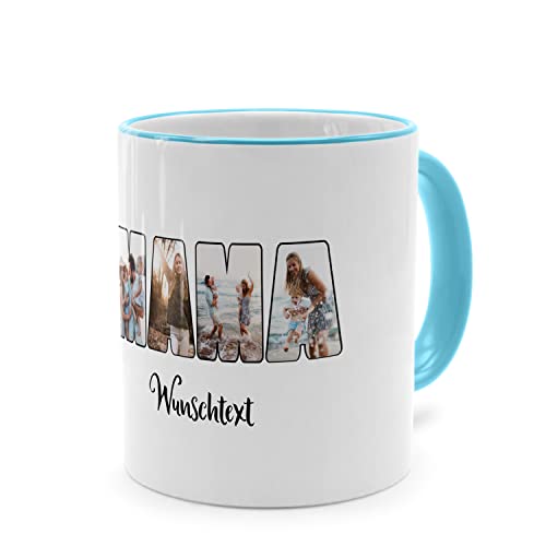 PhotoFancy® - Fototasse 'MAMA' - Personalisierte Tasse mit eigenem Foto und Text selbst gestalten - Hellblau von PhotoFancy