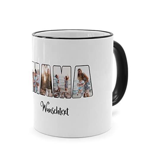 PhotoFancy® - Fototasse 'MAMA' - Personalisierte Tasse mit eigenem Foto und Text selbst gestalten - Schwarz von PhotoFancy