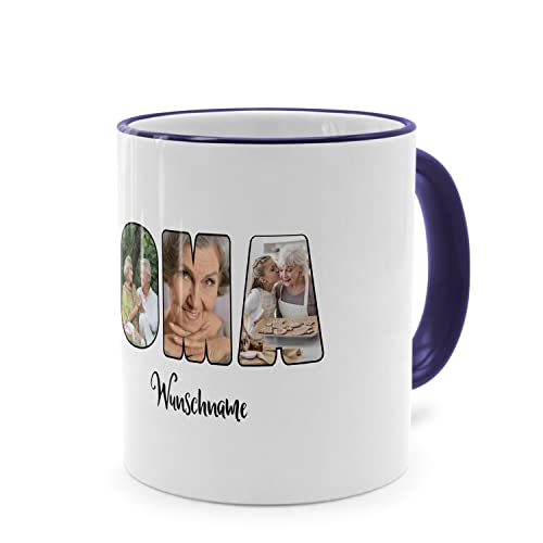 PhotoFancy® - Fototasse 'OMA' - Personalisierte Tasse mit eigenem Foto und Text selbst gestalten - Dunkelblau von PhotoFancy