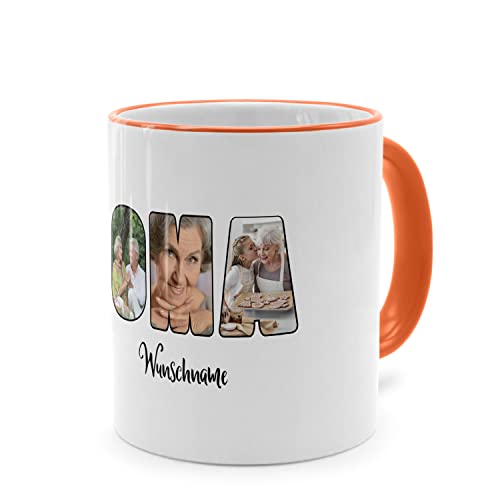 PhotoFancy® - Fototasse 'OMA' - Personalisierte Tasse mit eigenem Foto und Text selbst gestalten - Orange von PhotoFancy