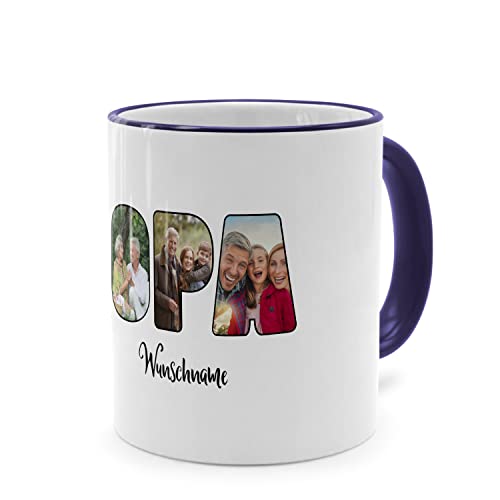 PhotoFancy® - Fototasse 'OPA' - Personalisierte Tasse mit eigenem Foto und Text selbst gestalten - Dunkelblau von PhotoFancy