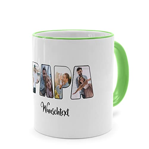 PhotoFancy® - Fototasse 'PAPA' - Personalisierte Tasse mit eigenem Foto und Text selbst gestalten - Grün von PhotoFancy