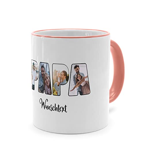 PhotoFancy® - Fototasse 'PAPA' - Personalisierte Tasse mit eigenem Foto und Text selbst gestalten - Rosa von PhotoFancy