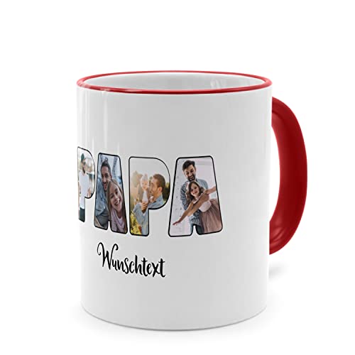 PhotoFancy® - Fototasse 'PAPA' - Personalisierte Tasse mit eigenem Foto und Text selbst gestalten - Rot von PhotoFancy