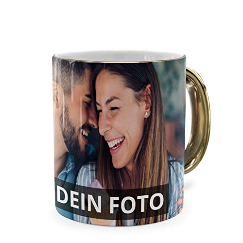 PhotoFancy® - Fototasse vollflächig bedruckt - Personalisierte Panorama-Tasse mit eigenem Foto selbst gestalten - Gold Glänzend von PhotoFancy