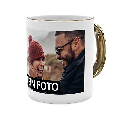 PhotoFancy® - Fototasse - Personalisierte Tasse mit eigenem Foto - Gold Glänzend - Layout 1 Bild von PhotoFancy