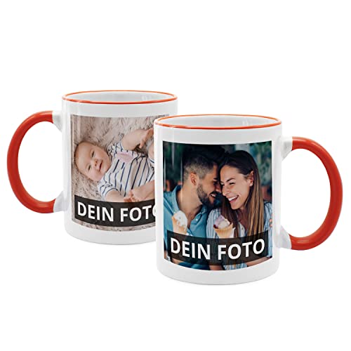 PhotoFancy® - Fototasse beidseitig bedruckt - Personalisierte Tasse mit eigenen Fotos selbst gestalten - Orange von PhotoFancy