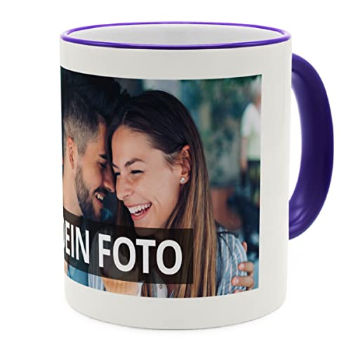 PhotoFancy® - Fototasse mit eigenem Bild - Personalisierte Tasse mit eigenem Foto selbst gestalten - Dunkelblau von PhotoFancy