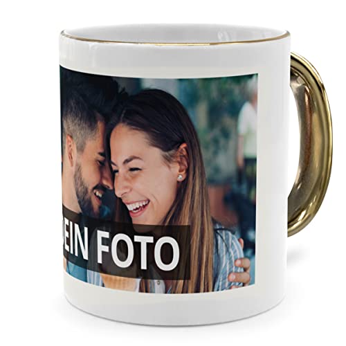 PhotoFancy® - Fototasse mit eigenem Bild - Personalisierte Tasse mit eigenem Foto selbst gestalten - Gold Glänzend von PhotoFancy