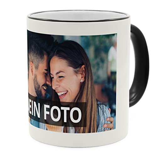 PhotoFancy® - Fototasse mit eigenem Bild - Personalisierte Tasse mit eigenem Foto selbst gestalten - Schwarz von PhotoFancy