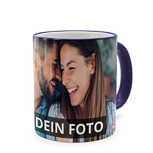 PhotoFancy® - Fototasse vollflächig bedruckt - Personalisierte Panorama-Tasse mit eigenem Foto selbst gestalten - Dunkelblau von PhotoFancy