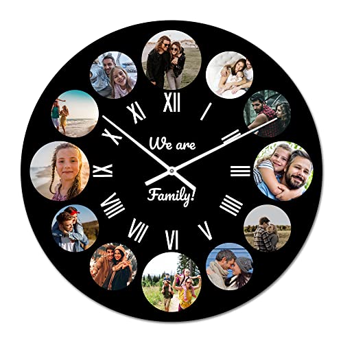 PhotoFancy® - Fotouhr aus Kunststoff - Uhr mit Foto Bedrucken - Wanduhr mit eigenen Fotos gestalten - 35 cm - Zeiger Weiß - Layout Vintage von PhotoFancy