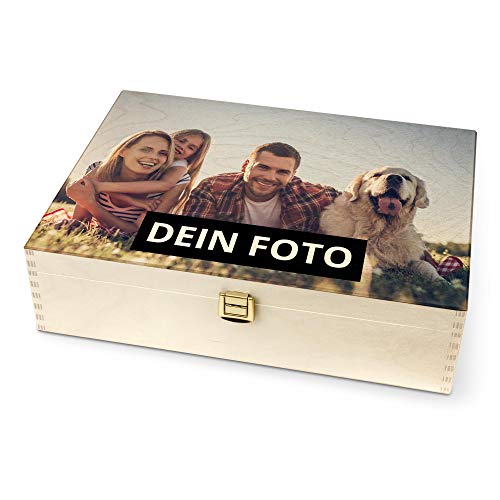 PhotoFancy® – Holzbox mit Foto selbst gestalten – Individuelle Holzbox Personalisieren und Bedrucken (Groß) von PhotoFancy
