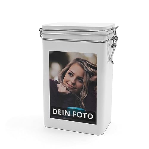 PhotoFancy® - Personalisierte Kaffeedose mit Foto bedrucken lassen - Vorratsdose für Kaffee mit eigenem Motiv gestalten - Farbe (Weiß) von PhotoFancy