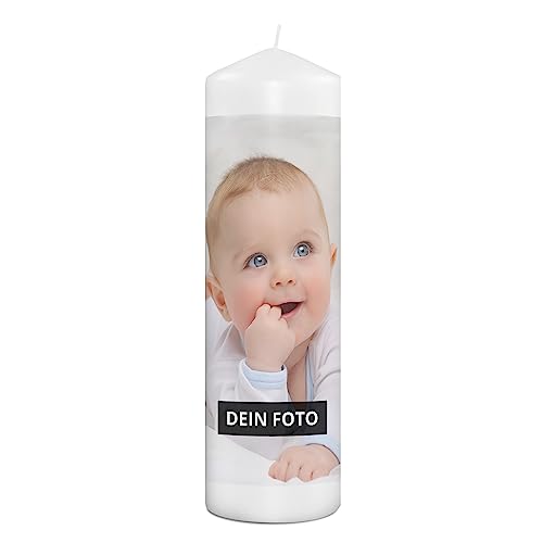 PhotoFancy® - Personalisierte Kerze mit eigenem Foto bedrucken lassen - Fotokerze mit eigenem Foto und Text selbst gestalten - 29 cm Höhe von PhotoFancy