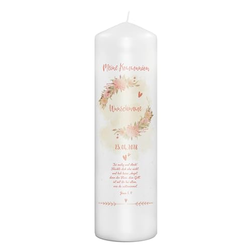 PhotoFancy® - Personalisierte Kommunionkerze - Fotokerze mit eigenem Foto/Text bedrucken lassen - Kerze mit Kommunions-Design: Heilige Harmonie - 29 cm Höhe von PhotoFancy