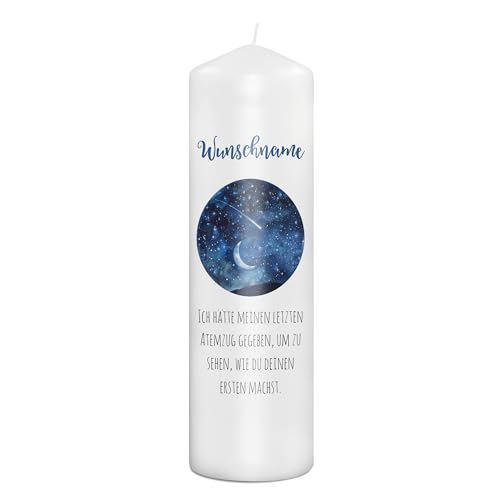 PhotoFancy® - Personalisierte Trauerkerze - Fotokerze mit eigenem Foto/Text bedrucken lassen - Kerze mit Design: Sternschnuppe - 29 cm Höhe von PhotoFancy