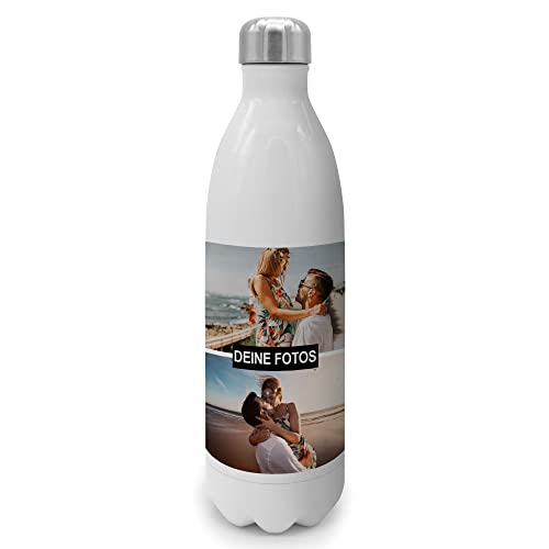 PhotoFancy® - Personalisierte Trinkflasche 'Collage' - Thermo-Trinkflasche mit eigenem Foto selbst gestalten - Thermosflasche aus Edelstahl - 1000 ml - Layout Collage 2 Bilder von PhotoFancy