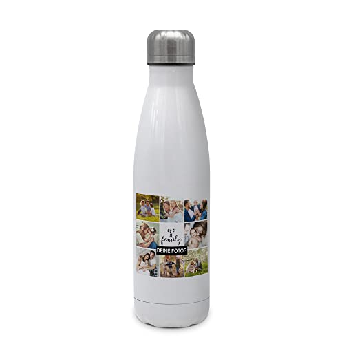 PhotoFancy® - Personalisierte Trinkflasche 'Collage' - Thermo-Trinkflasche mit eigenem Foto selbst gestalten - Thermosflasche aus Edelstahl - 500 ml - Layout Collage 8 Bilder von PhotoFancy