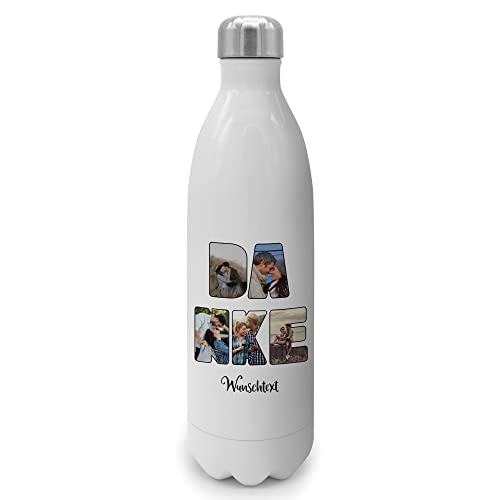 PhotoFancy® - Personalisierte Trinkflasche 'DANKE' - Thermo-Trinkflasche mit eigenem Foto und Text selbst gestalten - Thermosflasche aus Edelstahl - 1000 ml von PhotoFancy