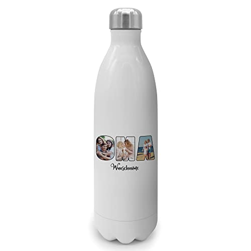 PhotoFancy® - Personalisierte Trinkflasche 'OMA' - Thermo-Trinkflasche mit eigenem Foto und Text selbst gestalten - Thermosflasche aus Edelstahl - 1000 ml von PhotoFancy