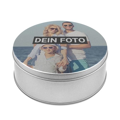 PhotoFancy® - Personalisierte runde Blechdose mit Foto - Keksdose rund mit eigenem Motiv selbst gestalten von PhotoFancy