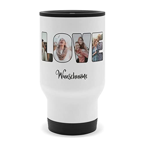 PhotoFancy® - Personalisierter Thermobecher 'LOVE' - Isolierbecher To go mit eigenem Foto und Text selbst gestalten von PhotoFancy