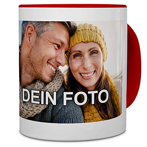 PhotoFancy® - Tasse mit Foto Bedrucken Lassen - Fototasse Personalisieren – Kaffeebecher zum selbst gestalten (Rot) von PhotoFancy