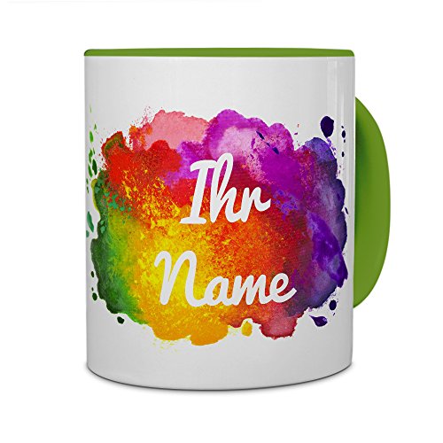 PhotoFancy® Tasse mit Namen personalisiert - Motiv Color Paint individuell gestalten - Farbvariante Grün von PhotoFancy