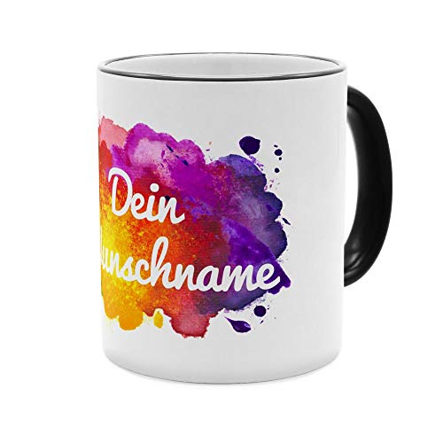 PhotoFancy® Tasse mit Namen personalisiert - Motiv Color Paint individuell gestalten - Farbvariante Schwarz von PhotoFancy