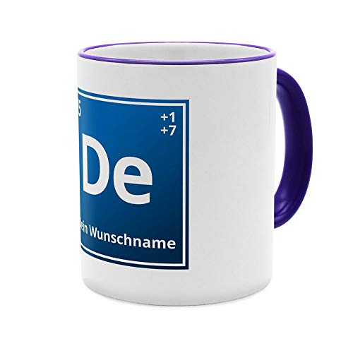 PhotoFancy® Tasse mit Namen personalisiert - Motiv Elementsymbol Blau individuell gestalten - Farbvariante Blau von PhotoFancy