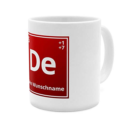 PhotoFancy® Tasse mit Namen personalisiert - Motiv Elementsymbol Rot individuell gestalten - Farbvariante Weiß von PhotoFancy