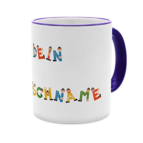 PhotoFancy® Tasse mit Namen personalisiert - Motiv Holzbuchstaben individuell gestalten - Farbvariante Blau von PhotoFancy