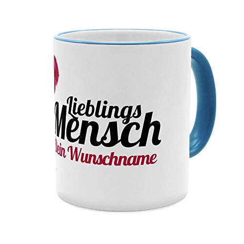 PhotoFancy® Tasse mit Namen personalisiert - Motiv Lieblingsmensch individuell gestalten - Farbvariante Hellblau von PhotoFancy