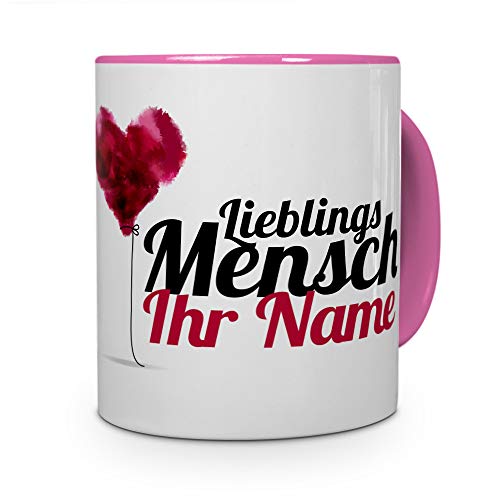 PhotoFancy® Tasse mit Namen personalisiert - Motiv Lieblingsmensch individuell gestalten - Farbvariante Rosa von PhotoFancy