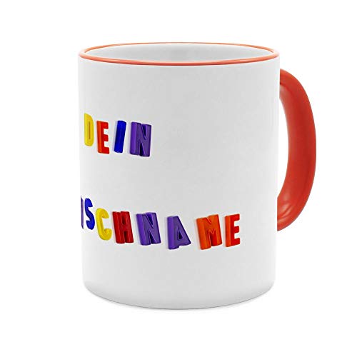 PhotoFancy® Tasse mit Namen personalisiert - Motiv Magnetbuchstaben individuell gestalten - Farbvariante Orange von PhotoFancy