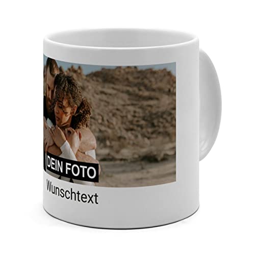 PhotoFancy® - XL XXL Tasse 'Collage' - Personalisierte Fototasse mit eigenem Foto und Text - Große Tasse selbst gestalten - Layout wählen (XL, 1 Bild + Text) von PhotoFancy