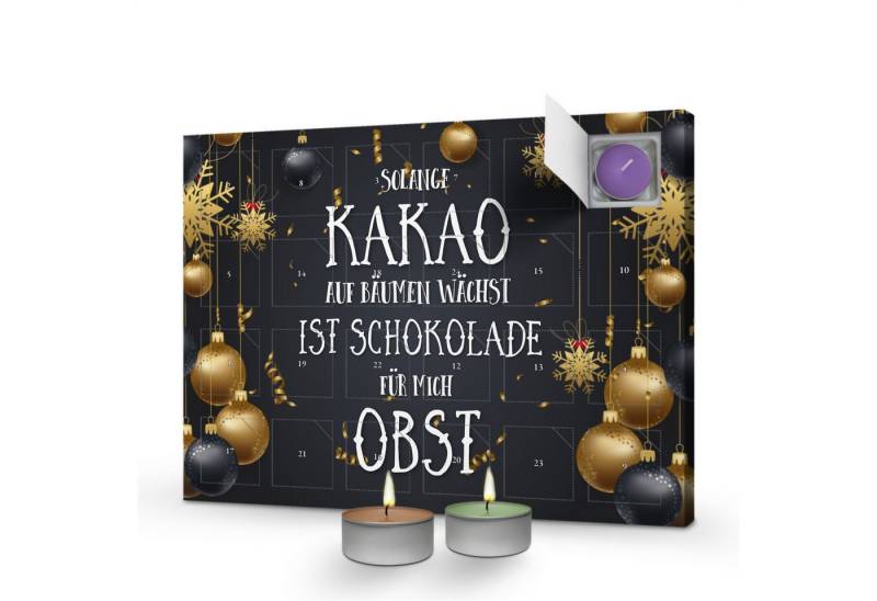PhotoFancy Adventskalender mit Duftkerzen und witzigem Spruch 'Schokolade ist Obst' von PhotoFancy