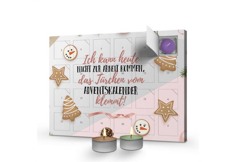 PhotoFancy Adventskalender mit Duftkerzen und witzigem Spruch 'Türchen klemmt' von PhotoFancy