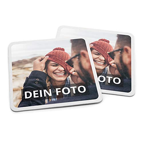 PhotoFancy Bierdeckel mit Foto personalisiert - Personalisierbare Bierdeckel Bedrucken (Eckig) (Pappe, 100er Set) von PhotoFancy