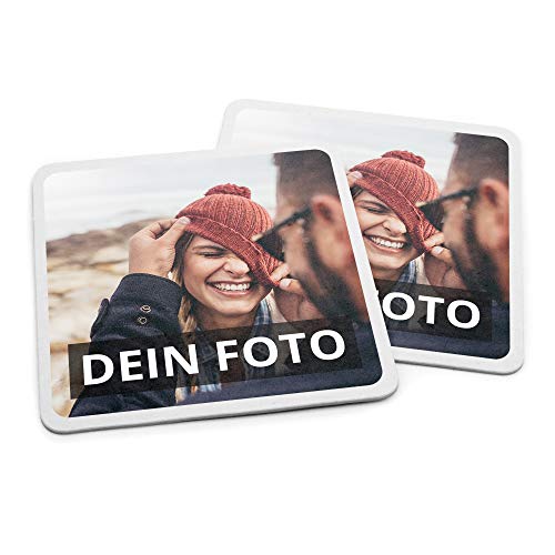 PhotoFancy Bierdeckel mit Foto personalisiert - Personalisierbare Bierdeckel Bedrucken (Eckig) (Pappe, 500er Set) von PhotoFancy