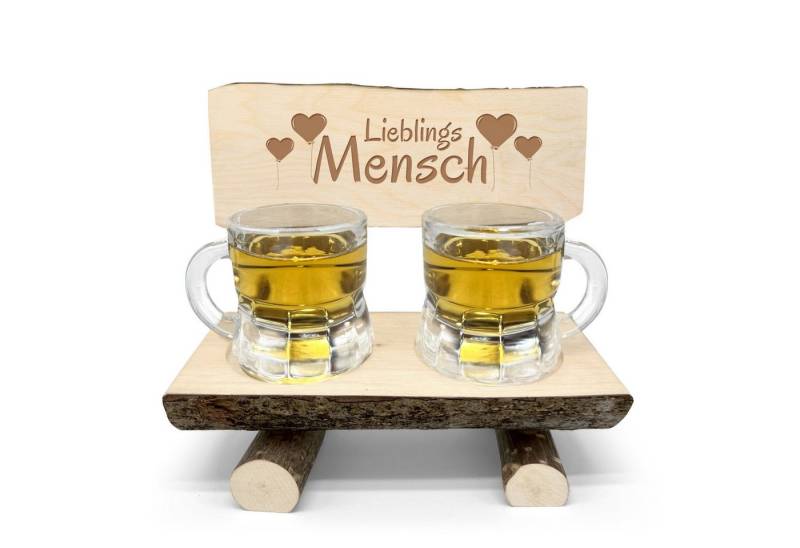 PhotoFancy Gläser-Set Schnapsbank aus Holz mit 2 Gläsern - Schnapsbank mit Gravur von PhotoFancy