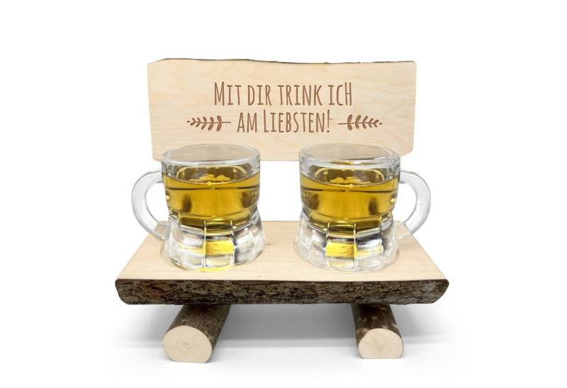 PhotoFancy Gläser-Set Schnapsbank aus Holz mit 2 Gläsern - Schnapsbank mit Gravur von PhotoFancy