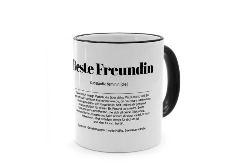PhotoFancy Tasse mit Definition 'Beste Freundin' - Tasse mit Spruch, Tasse Standard - Henkel & Rand: Schwarz von PhotoFancy