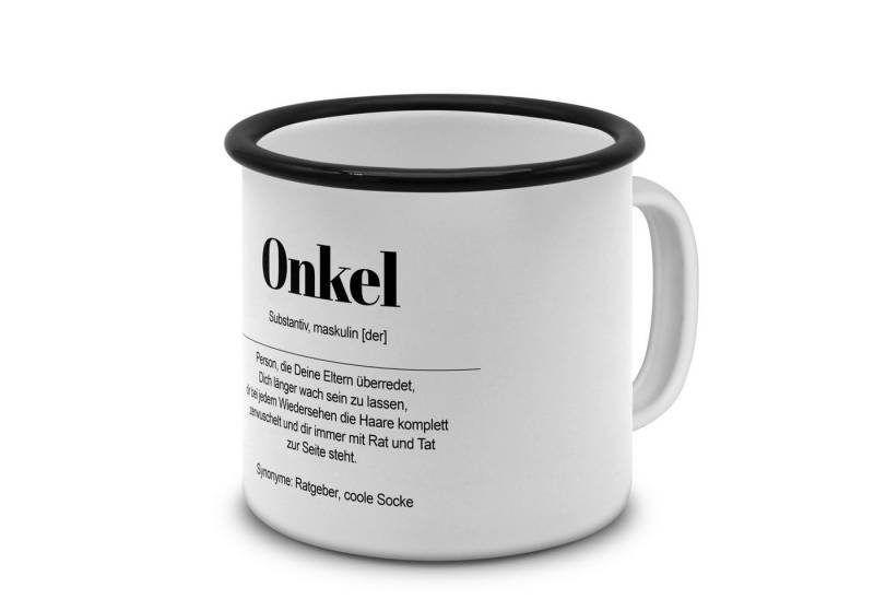PhotoFancy Tasse mit Definition 'Onkel' - Tasse mit Spruch, Emaille-Tasse - Rand Schwarz von PhotoFancy