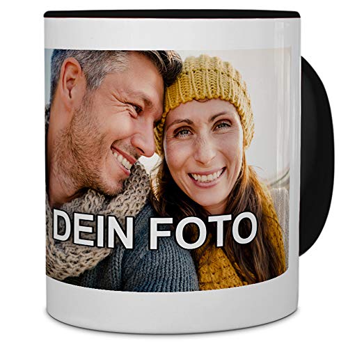 PhotoFancy® - Tasse mit Foto Bedrucken Lassen - Fototasse Personalisieren – Kaffeebecher zum selbst gestalten (Schwarz) von PhotoFancy