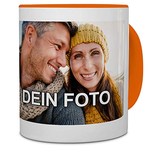 PhotoFancy® - Tasse mit Foto Bedrucken Lassen - Fototasse Personalisieren – Kaffeebecher zum selbst gestalten (Orange) von PhotoFancy