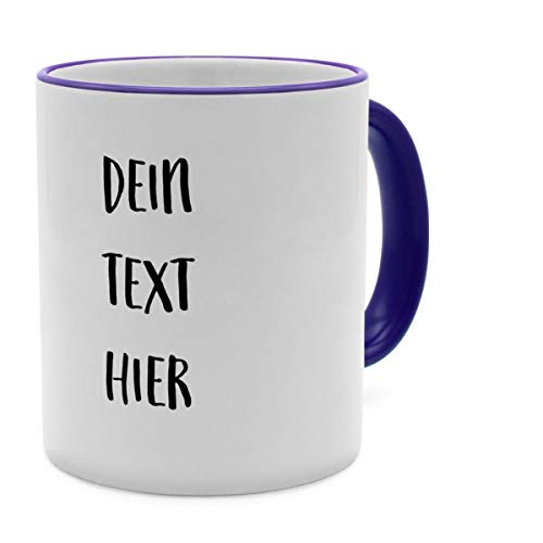 Tasse mit Spruch selbst gestalten – Personalisierte Tasse mit Text beschriften (Blau) von PhotoFancy