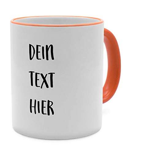 Tasse mit Spruch selbst gestalten – Personalisierte Tasse mit Text beschriften (Orange) von PhotoFancy